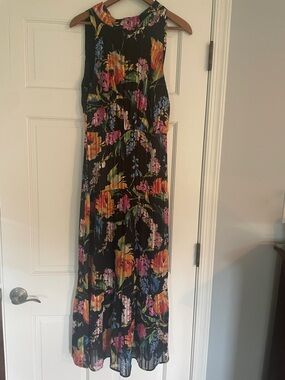 Sam Edelman Black Maxi Dress with Multicolor Floral Print